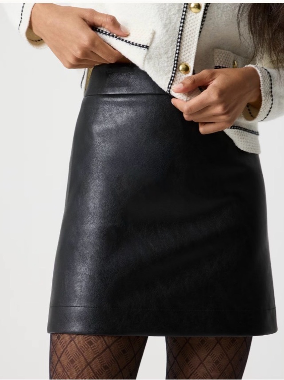 J.CREW Black Faux Leather A-Line Mini Skirt - sz 6 - Style #BC893 - orig. $128